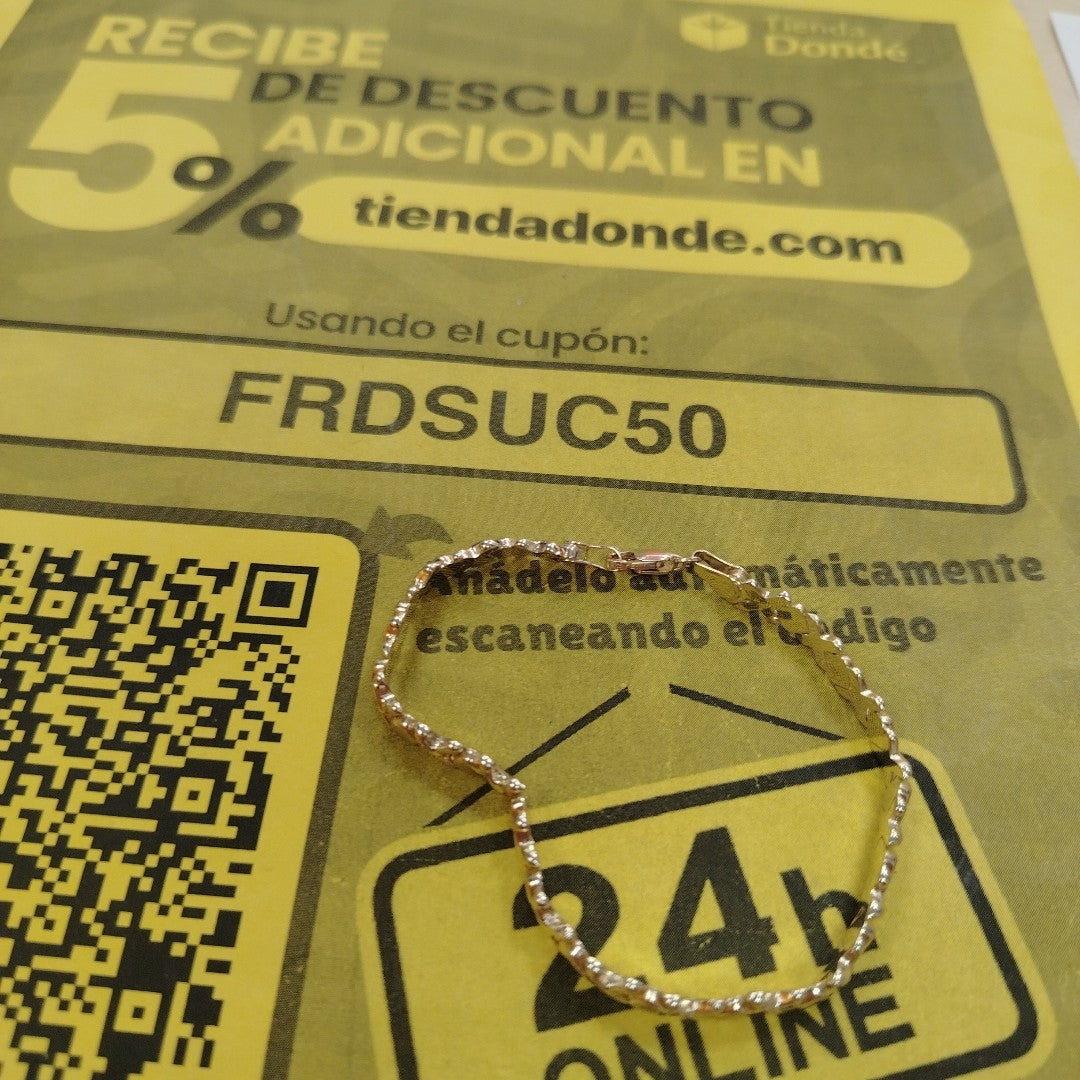 PULSERA ESPECIAL XOXO 14K 18 CM 6.1 GR (NUEVO)