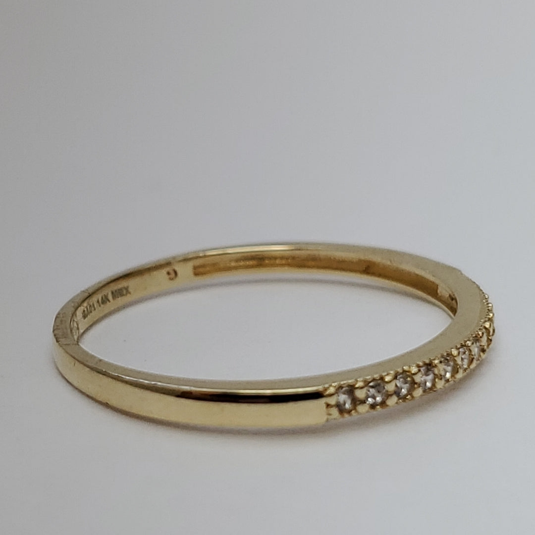 ANILLO ARGOLLA C CIRCONIAS 14K 9 TALLA 1.3 GR (NUEVO)