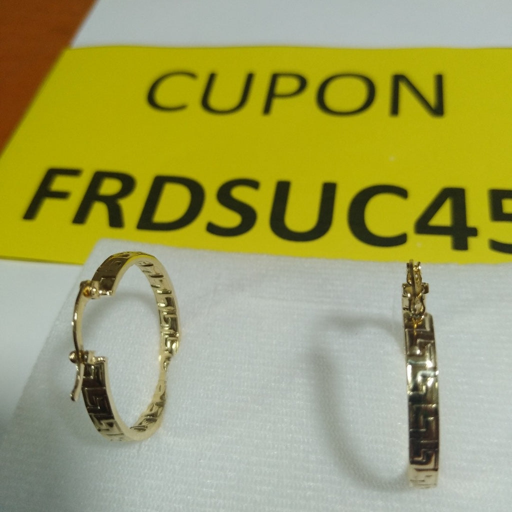 ARETES TEJIDO ARRACADA CON GRECAS 14K 2.8 GR (NUEVO)