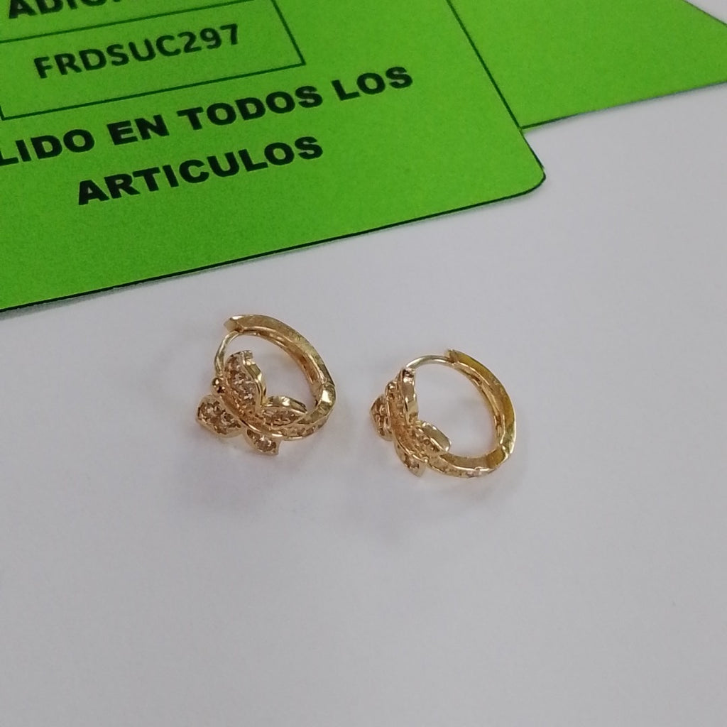 ARETES ARRACADAS CORAZON C CIRCONIAS 14K 1.8 GR (NUEVO)