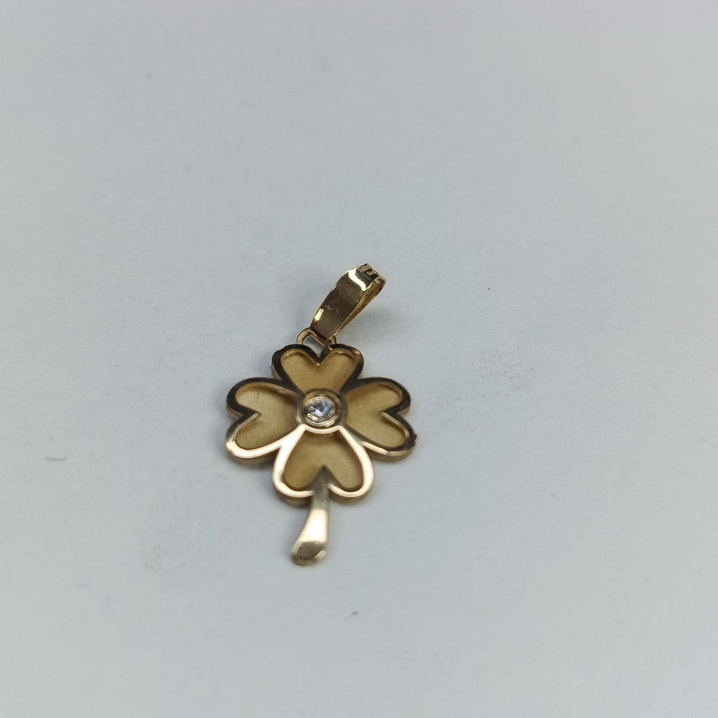 DIJE FIG TREBOL C CIRCONIA 14K 0.8 GR (NUEVO)