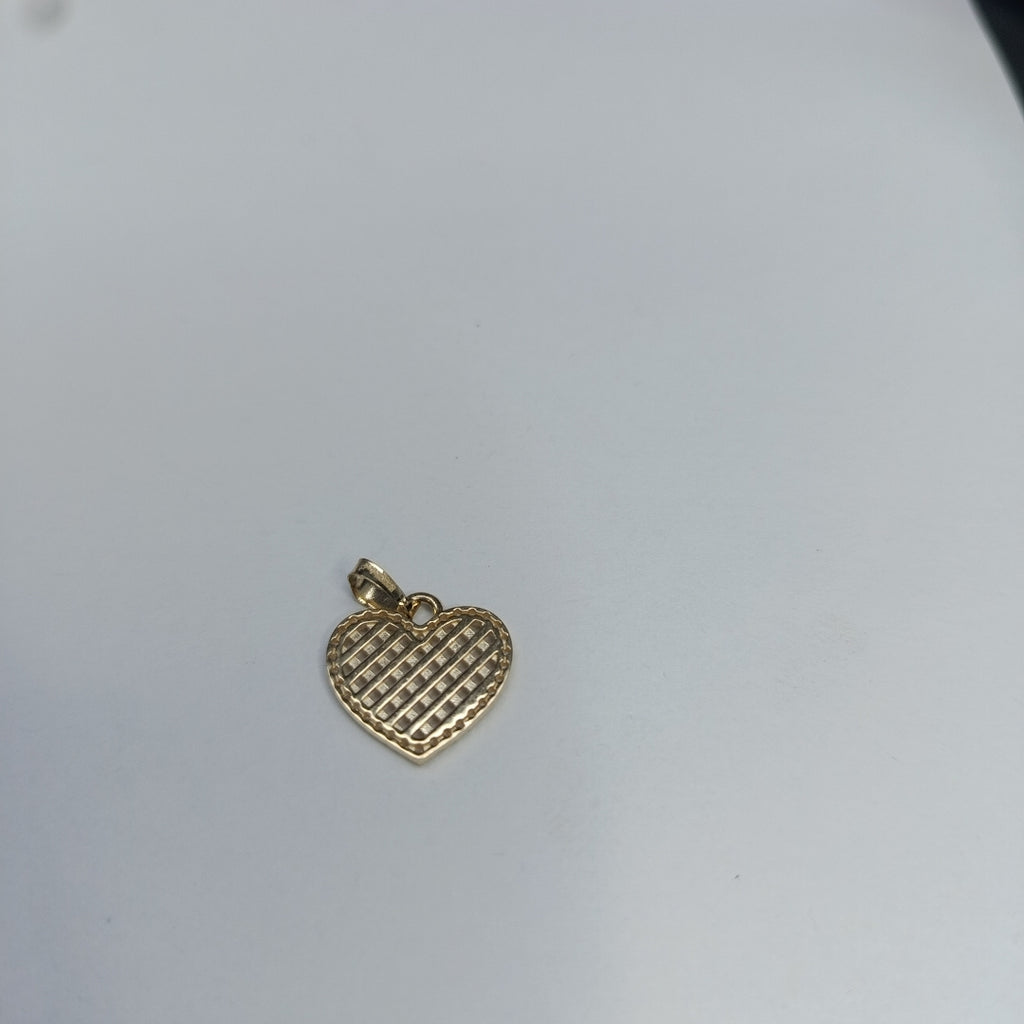 DIJE TEJIDO CORAZON CON CERCO DE CIRCONIAS 14K 1.1 GR (NUEVO)