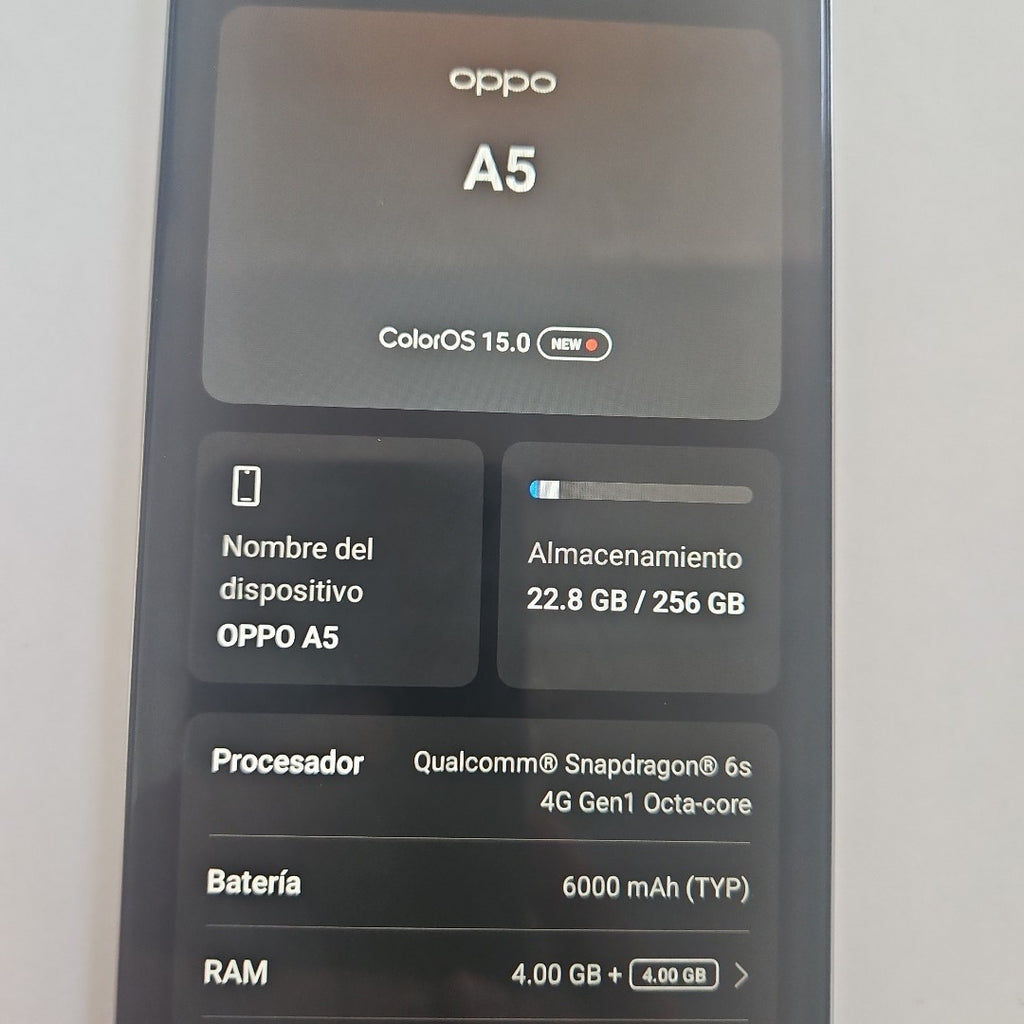 CELULAR OPPO A5 CPH2727 (2025) 256 GB 4 GB RAM (SEMINUEVO)