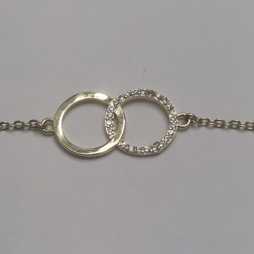 PULSERA TEJIDO ESPECIAL FIG AROS UNIDOS C CIRCS 14K 18 CM 2.1 GR (NUEVO)