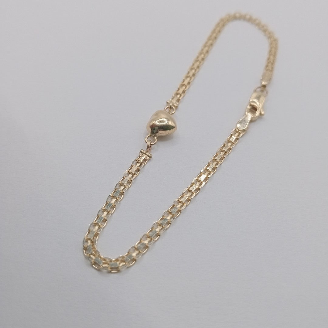 PULSERA ESPECIAL C CORAZON 14K 18 CM 2.7 GR (NUEVO)