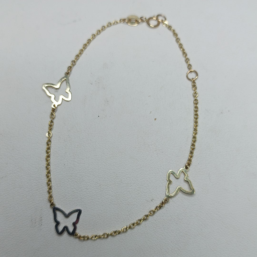 PULSERA ESPECIAL C MARIPOSAS 14K 18 CM 1.7 GR (NUEVO)