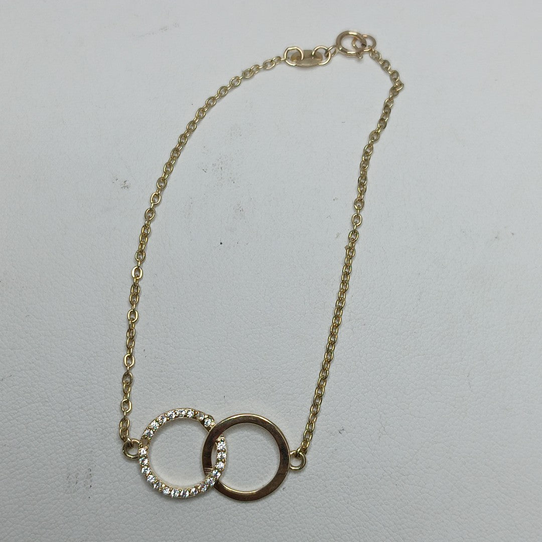 PULSERA TEJIDO ESPECIAL FIG AROS UNIDOS C CIRCS 14K 18 CM 2.1 GR (NUEVO)