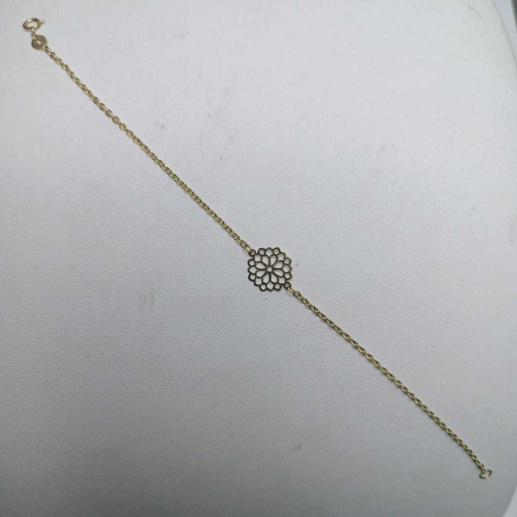 PULSERA TEJIDO ESPECIAL CON MANDALA 14K 18 CM 1.3 GR (NUEVO)
