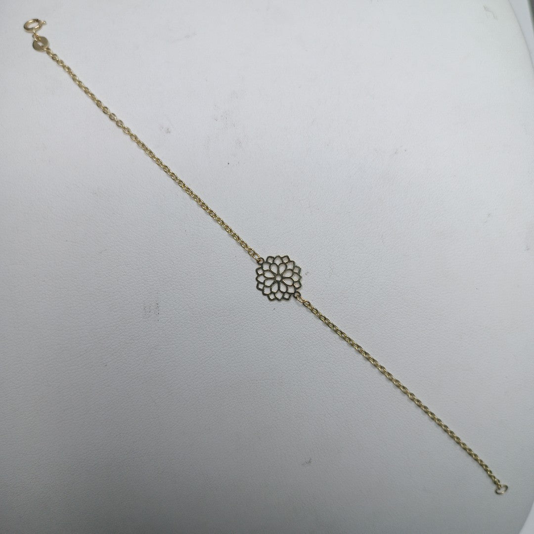PULSERA TEJIDO ESPECIAL CON MANDALA 14K 18 CM 1.3 GR (NUEVO)