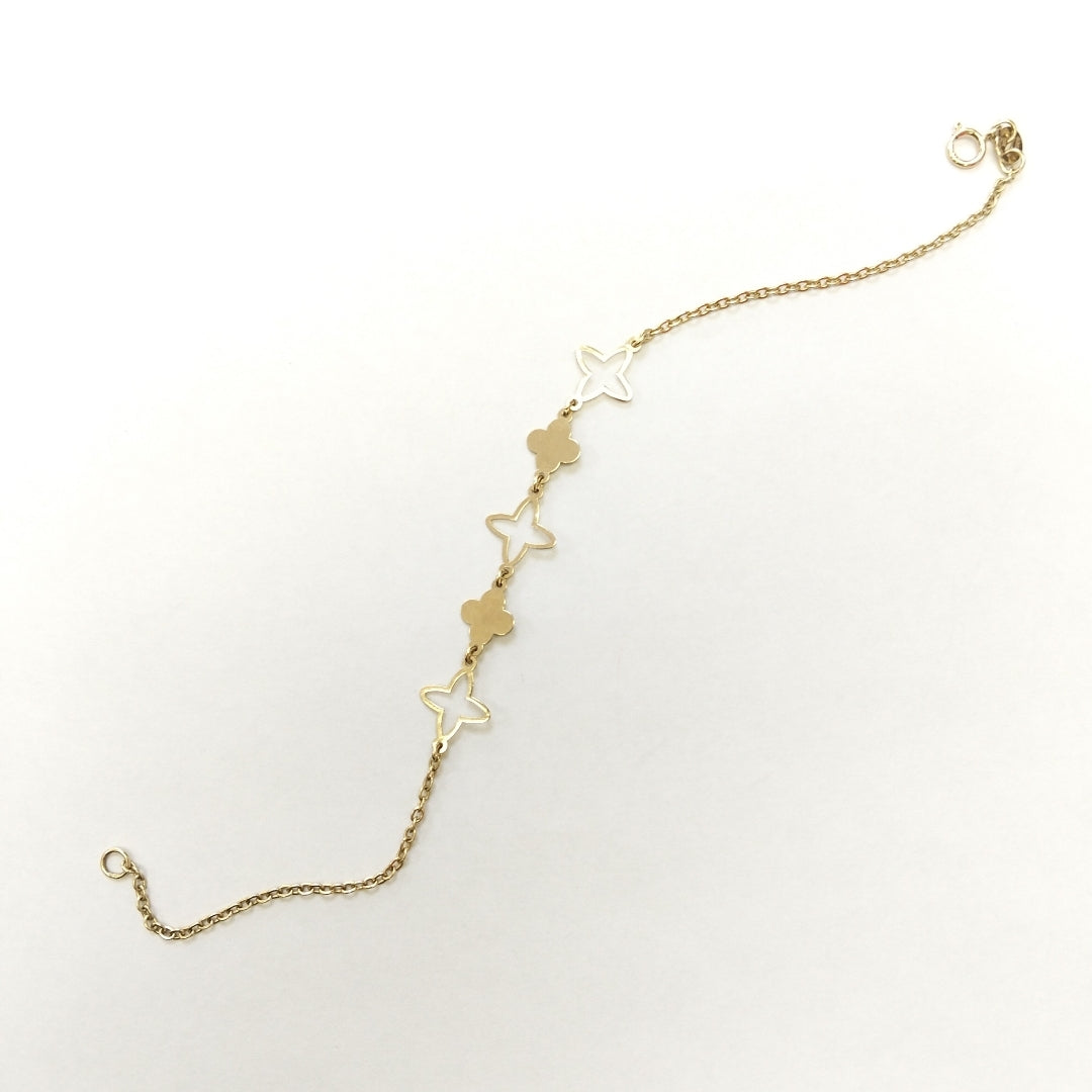 PULSERA TEJIDO ESP CON TREBOL 14K 18 CM 1.6 GR (NUEVO)