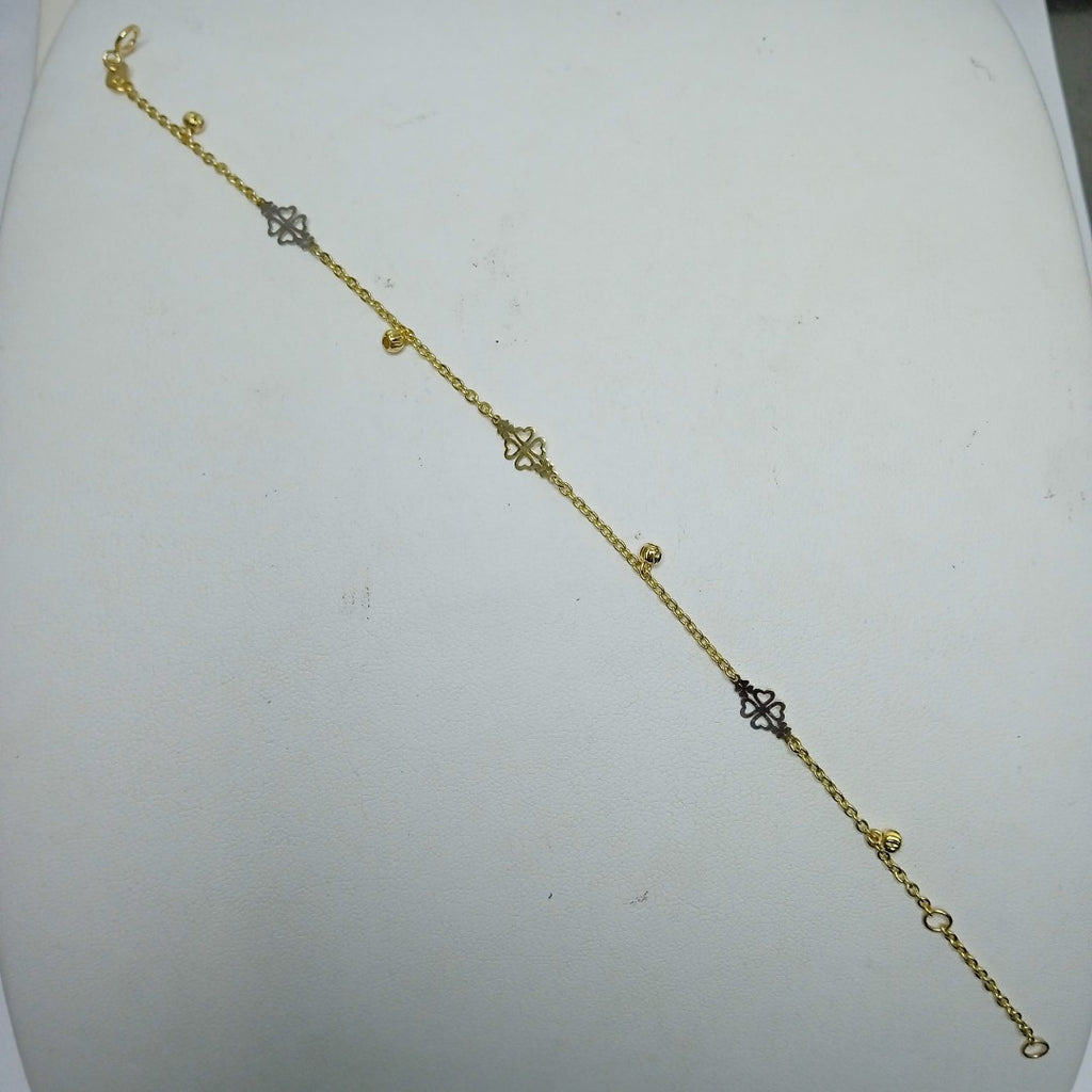 PULSERA ESPECIAL CON TREBOL 14K 18 CM 1.8 GR (NUEVO)