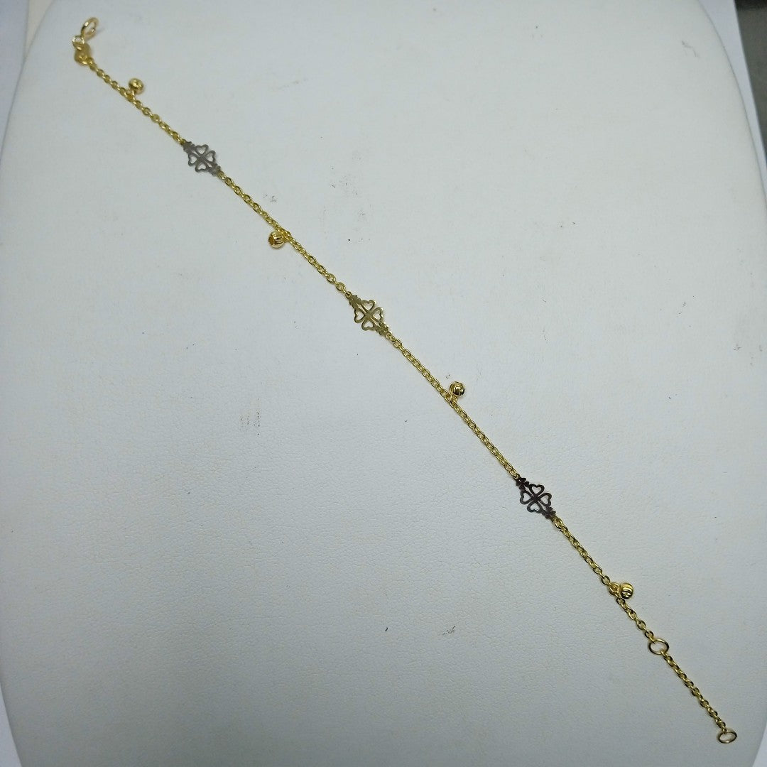 PULSERA ESPECIAL CON TREBOL 14K 18 CM 1.8 GR (NUEVO)