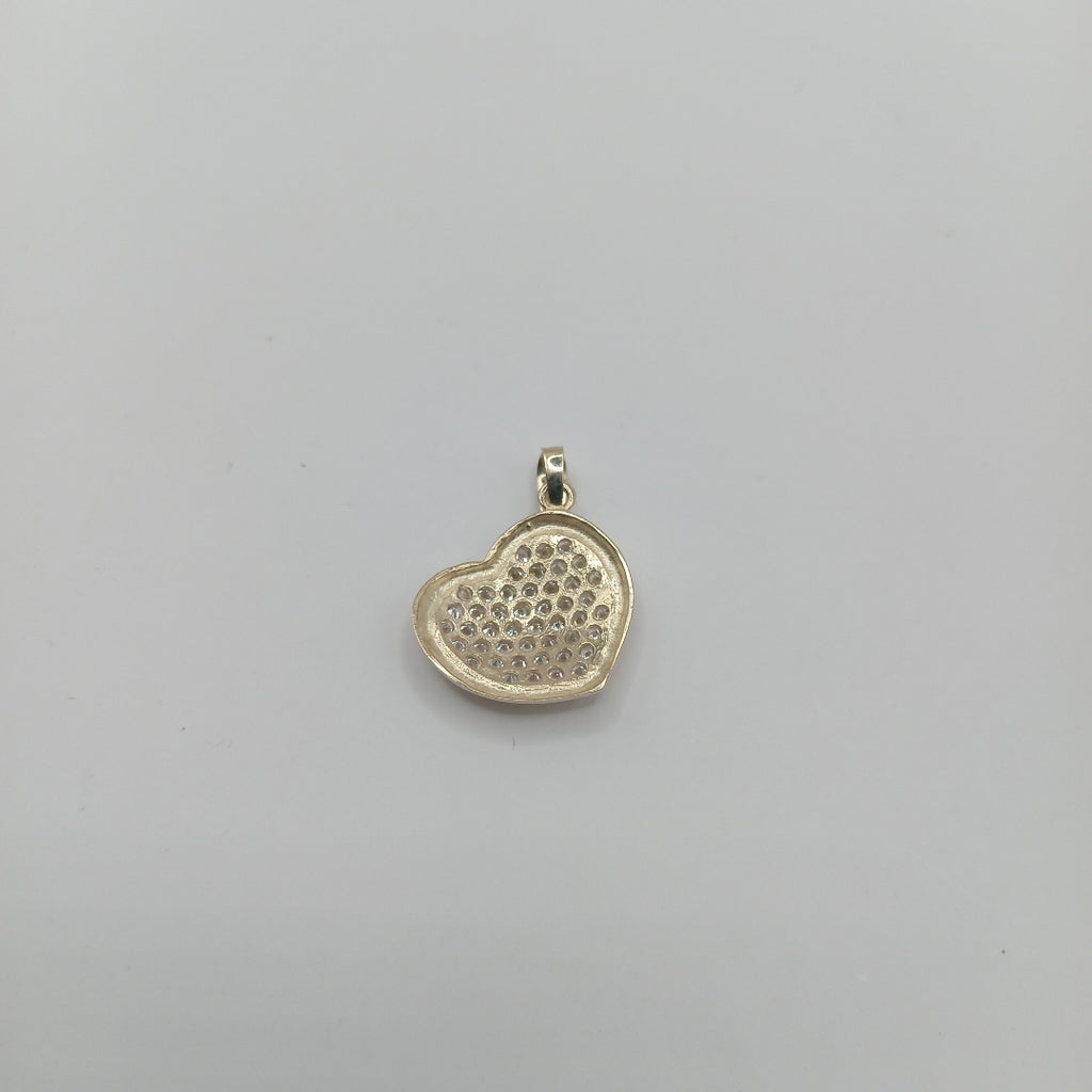 DIJE TEJIDO CORAZON CON CIRCONIAS 14K 1.8 GR (NUEVO)