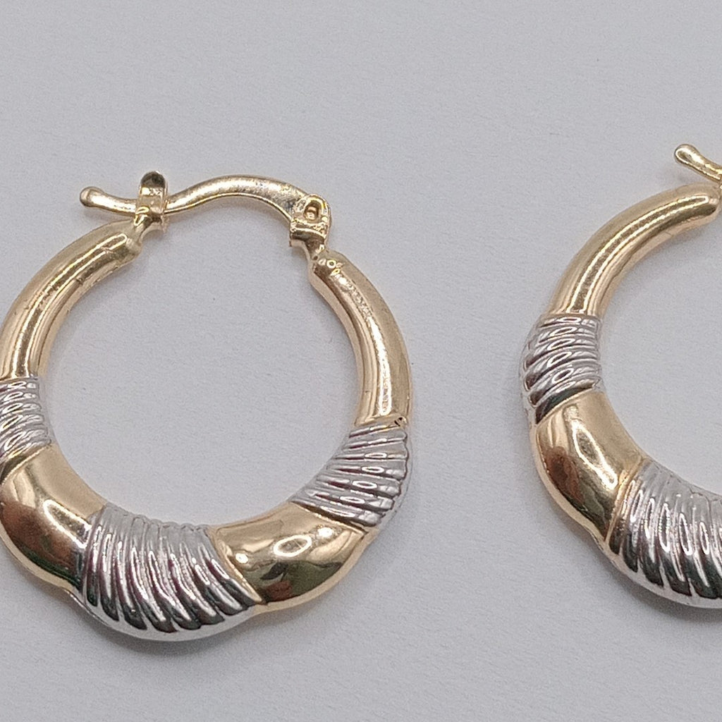 ARETES ARRACADAS HUECAS COMBINADAS 14K 2.6 GR (NUEVO)