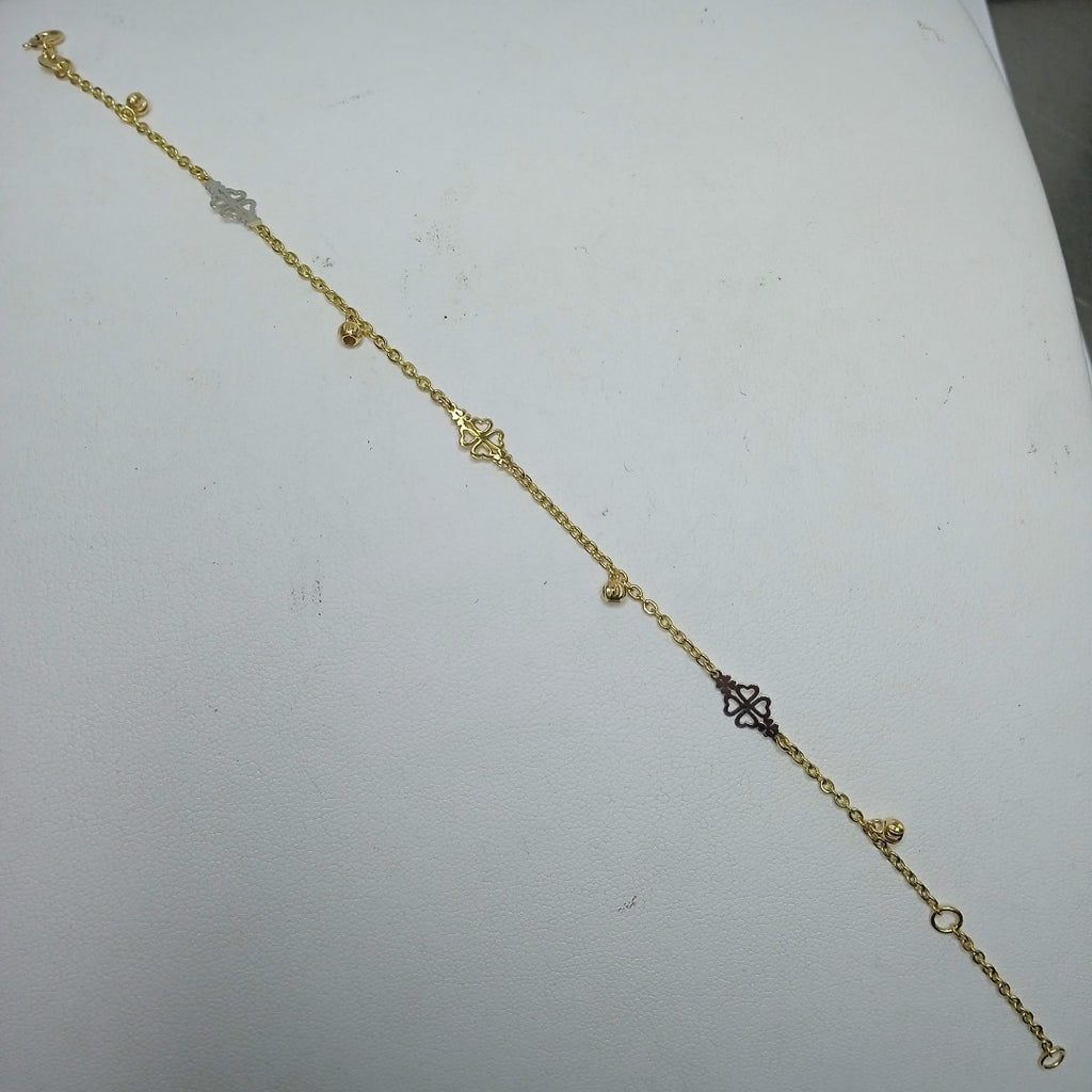 PULSERA ESPECIAL CON TREBOL 14K 18 CM 1.8 GR (NUEVO)