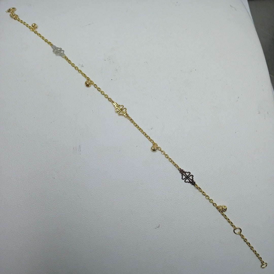 PULSERA ESPECIAL CON TREBOL 14K 18 CM 1.8 GR (NUEVO)