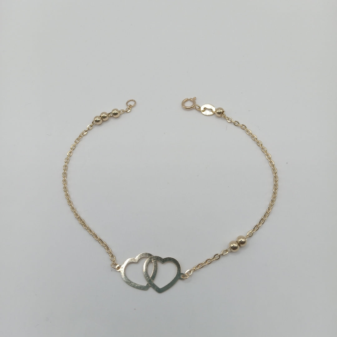 PULSERA TEJIDO ESPECIAL C CORAZONES 14K 18 CM 1.7 GR (NUEVO)