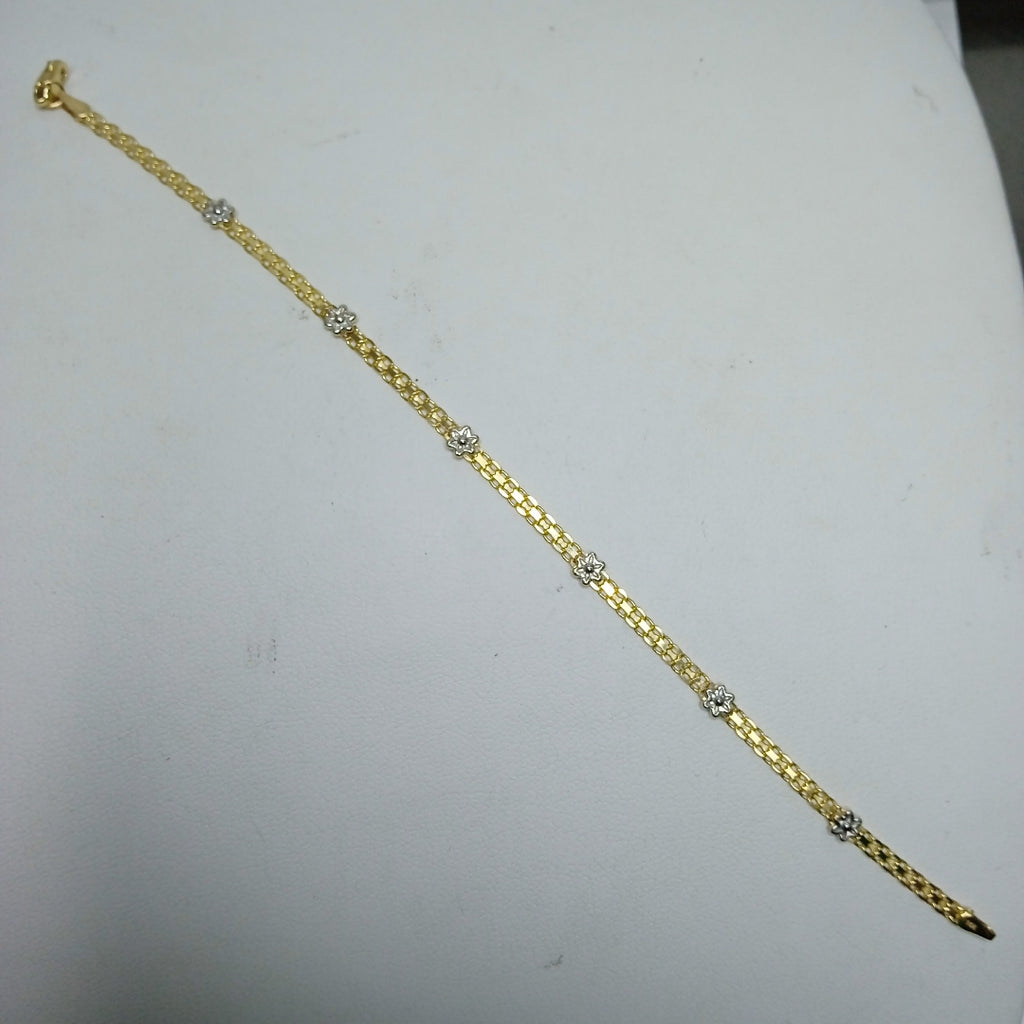 PULSERA ESPECIAL C FLORES 14K 18 CM 2.9 GR (NUEVO)