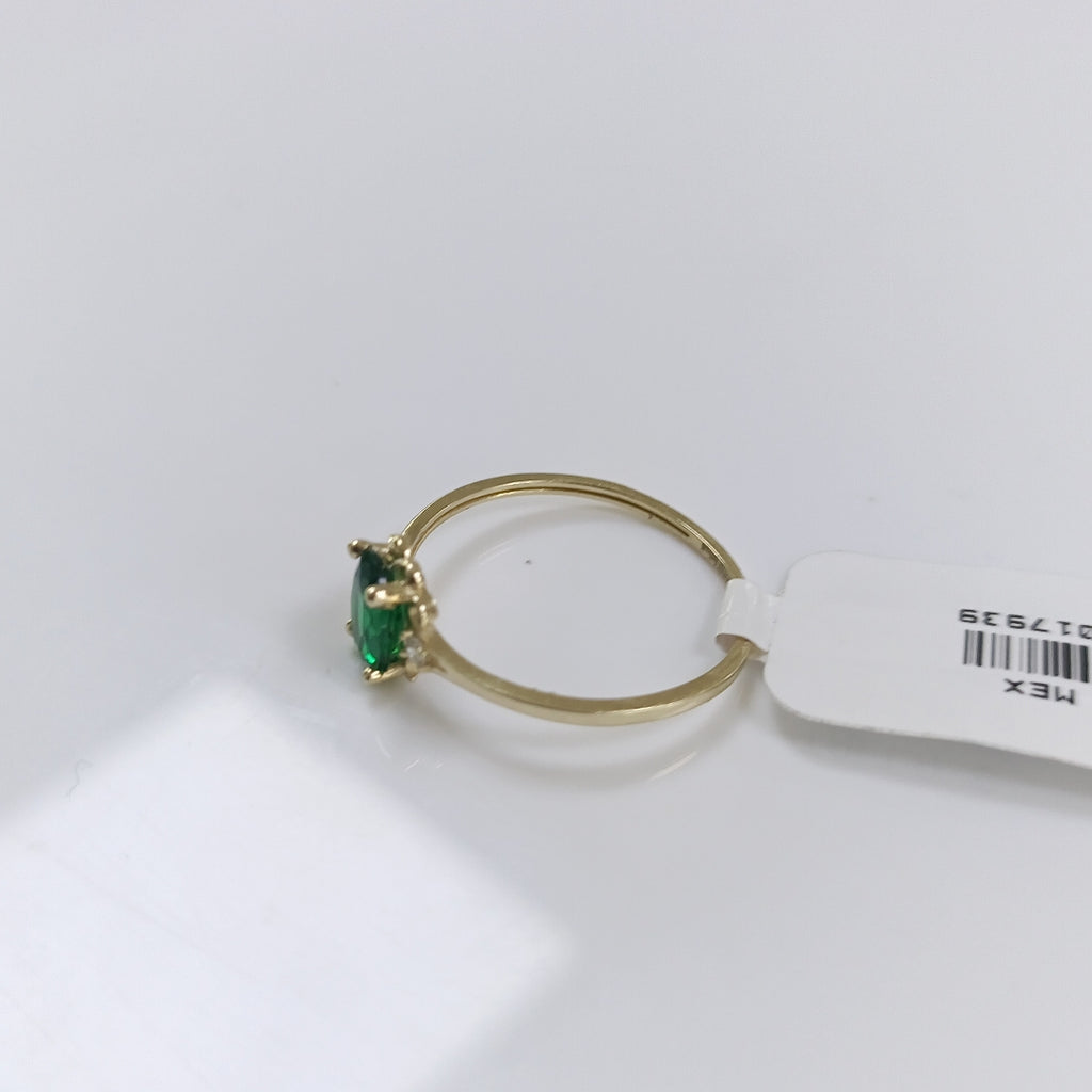 ANILLOS CON CIRCONIAS Y PIEDRA DE COLOR VERDE 14K TALLA 9 1.1 GR (NUEVO)