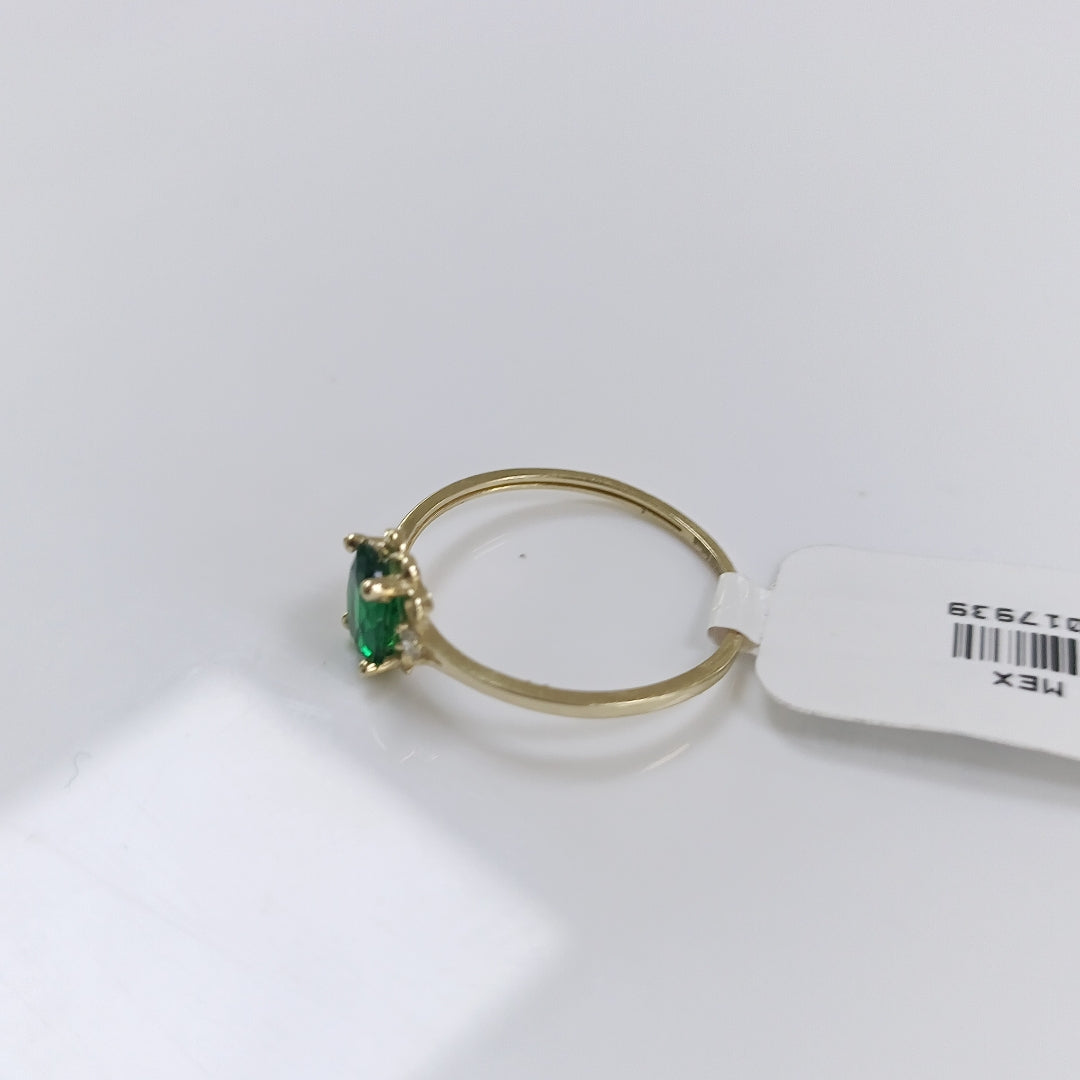 ANILLOS CON CIRCONIAS Y PIEDRA DE COLOR VERDE 14K TALLA 9 1.1 GR (NUEVO)