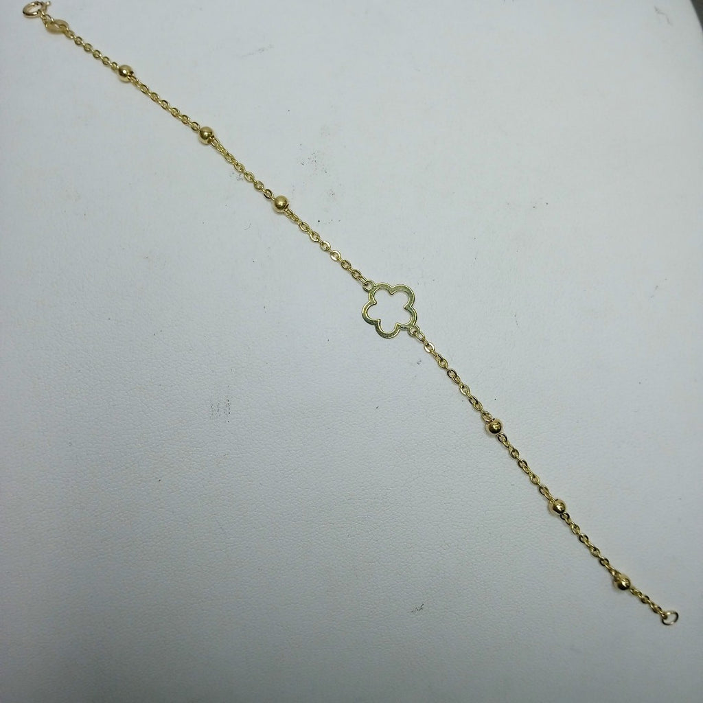 PULSERA TEJIDO ESPECIAL CON FLOR 14K 18 CM 1.6 GR (NUEVO)