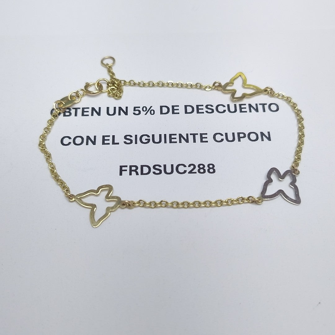 PULSERA ESPECIAL C MARIPOSAS 14K 18 CM 1.7 GR (NUEVO)