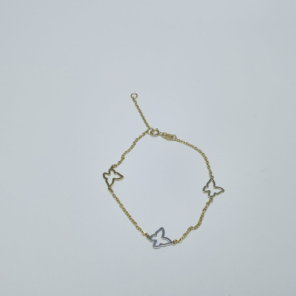 PULSERA ESPECIAL C MARIPOSAS 14K 18 CM 1.7 GR (NUEVO)
