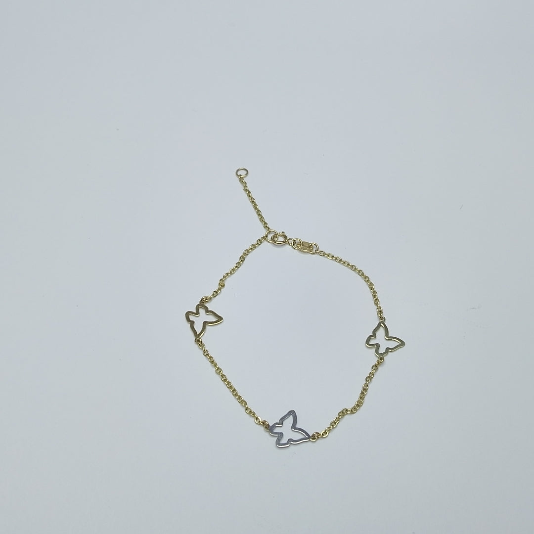 PULSERA ESPECIAL C MARIPOSAS 14K 18 CM 1.7 GR (NUEVO)