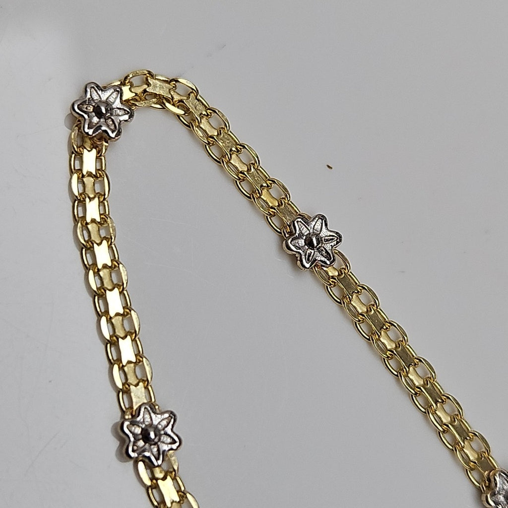 PULSERA ESPECIAL C FLORES 14K 18 CM 3 GR (NUEVO)