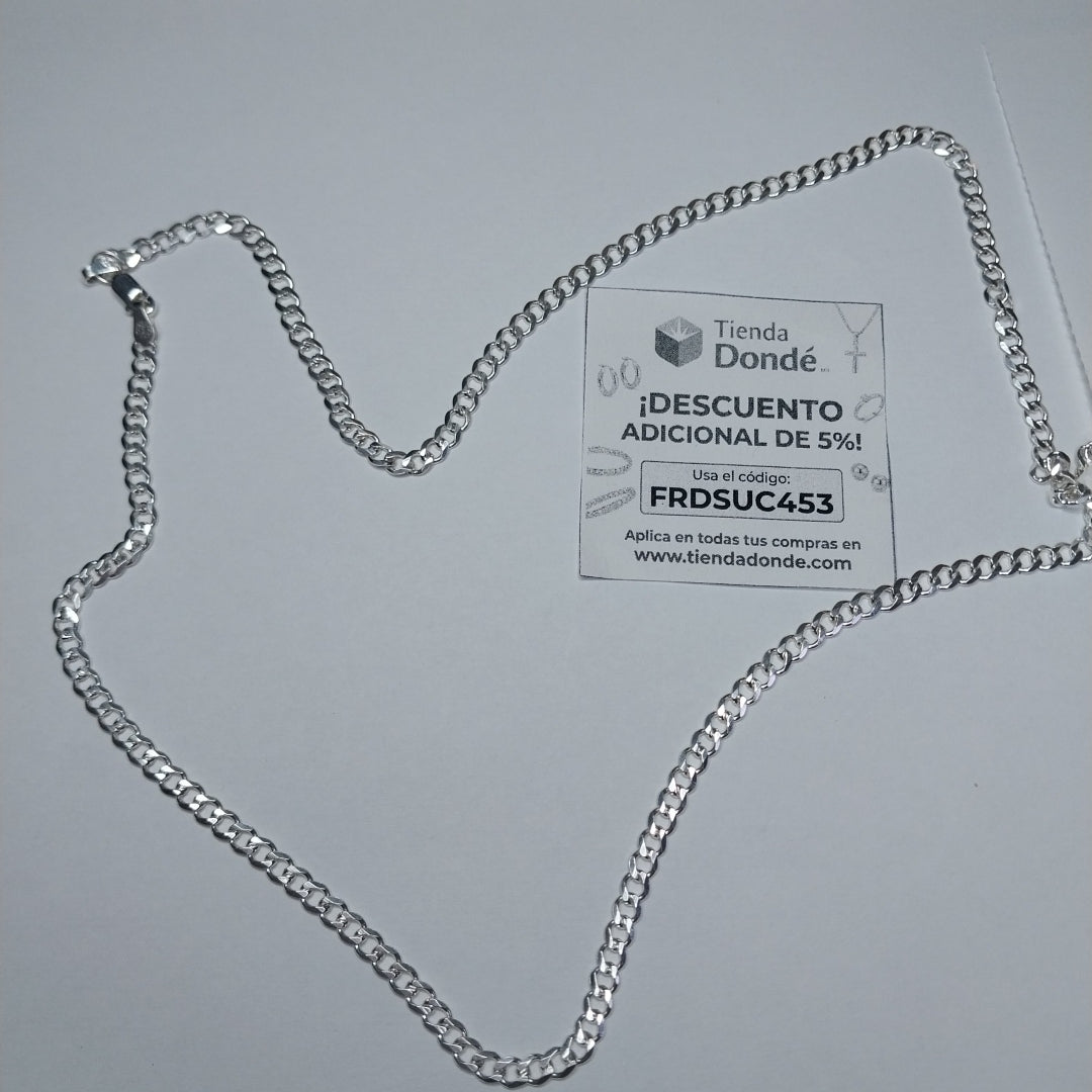 CADENA TEJIDO BARBADO PLATA .925 60 CM 13 GR (NUEVO)