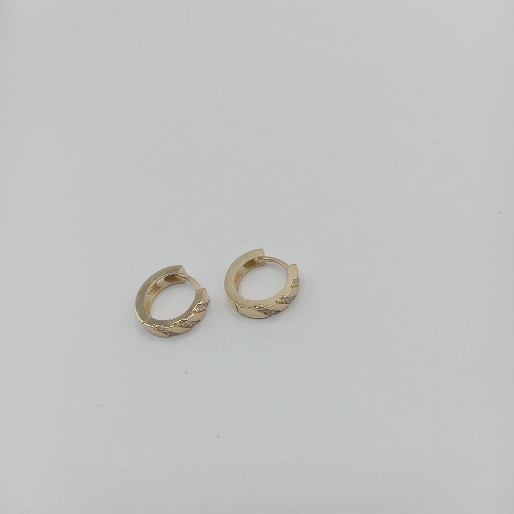 ARETES HUGGIES CON CIRCONIAS 14K 2.2 GR (NUEVO)