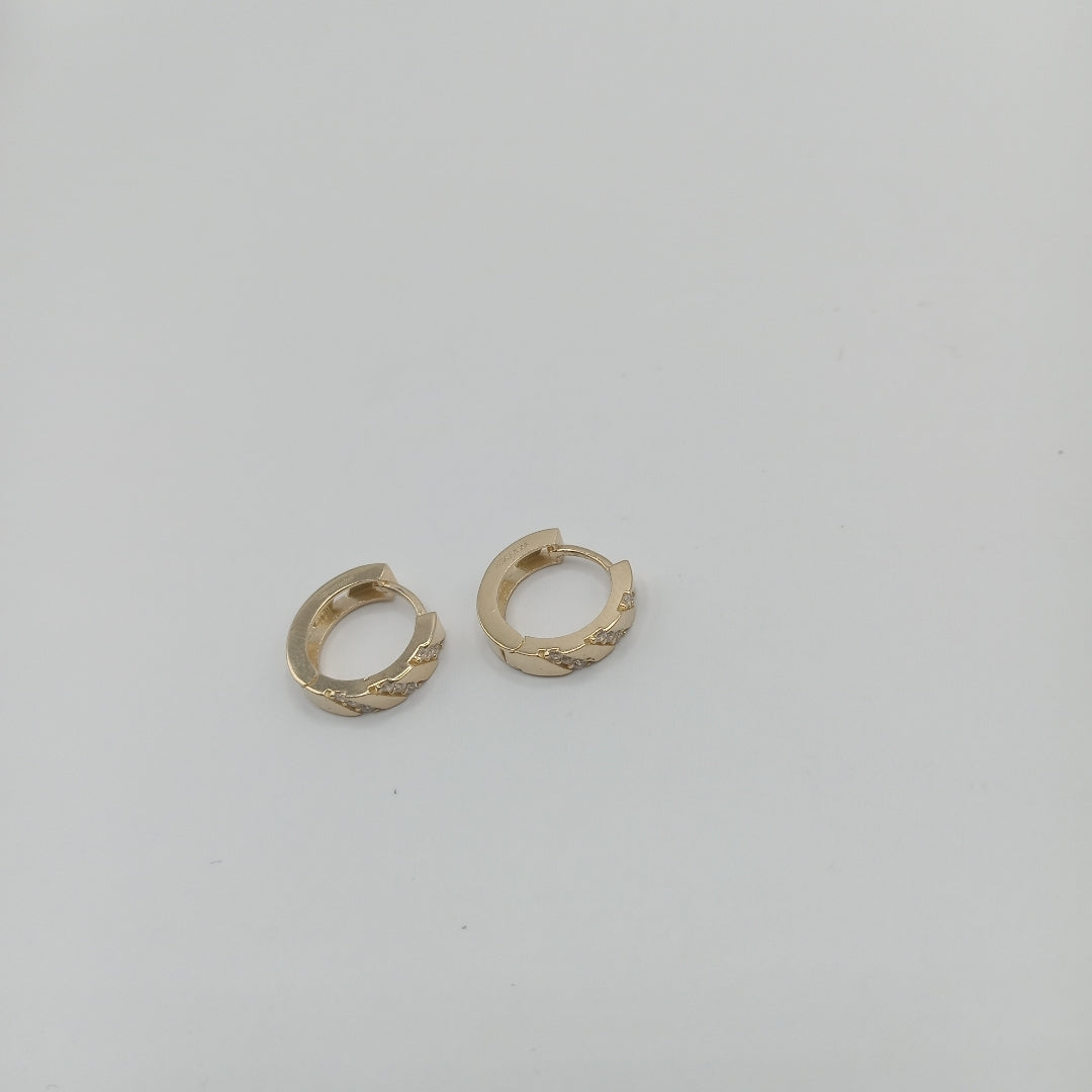ARETES HUGGIES CON CIRCONIAS 14K 2.2 GR (NUEVO)
