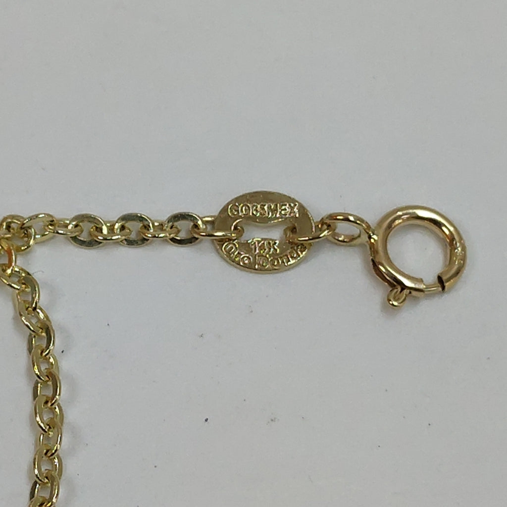 PULSERA TEJIDO ESPECIAL CON BOLITAS 14K 18 CM 1.8 GR (NUEVO)