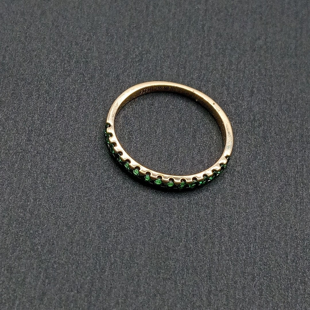ANILLO ANILLITO MEDIA CHURUMBELA C PDRAS COLOR VERDE 14K 8 TALLA 1.6 GR (NUEVO)