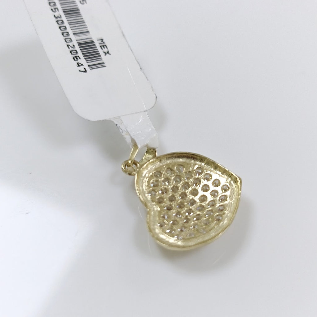 DIJE TEJIDO CORAZON CON CIRCONIAS 14K 1.7 GR (NUEVO)