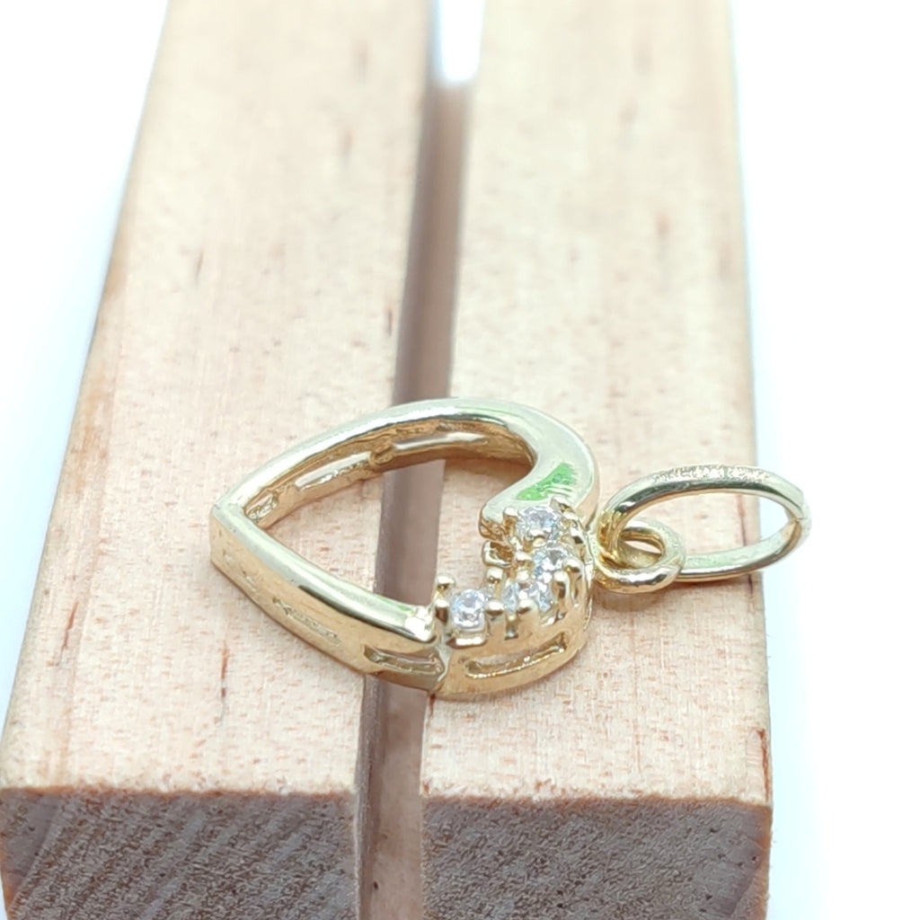 DIJE CORAZON CON CIRCONIAS 14K 1.4 GR (NUEVO)