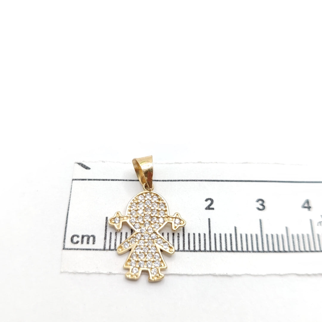 DIJE NIÑAS C CIRCONIAS 14K 1.5 GR (NUEVO)