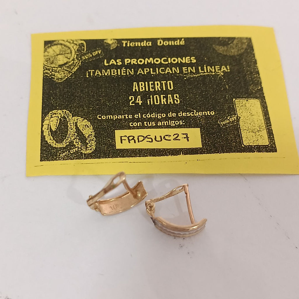 ARETES PAR ORO, ORO COMBINADO 14 K 1.2 GRMS (SEMINUEVO)