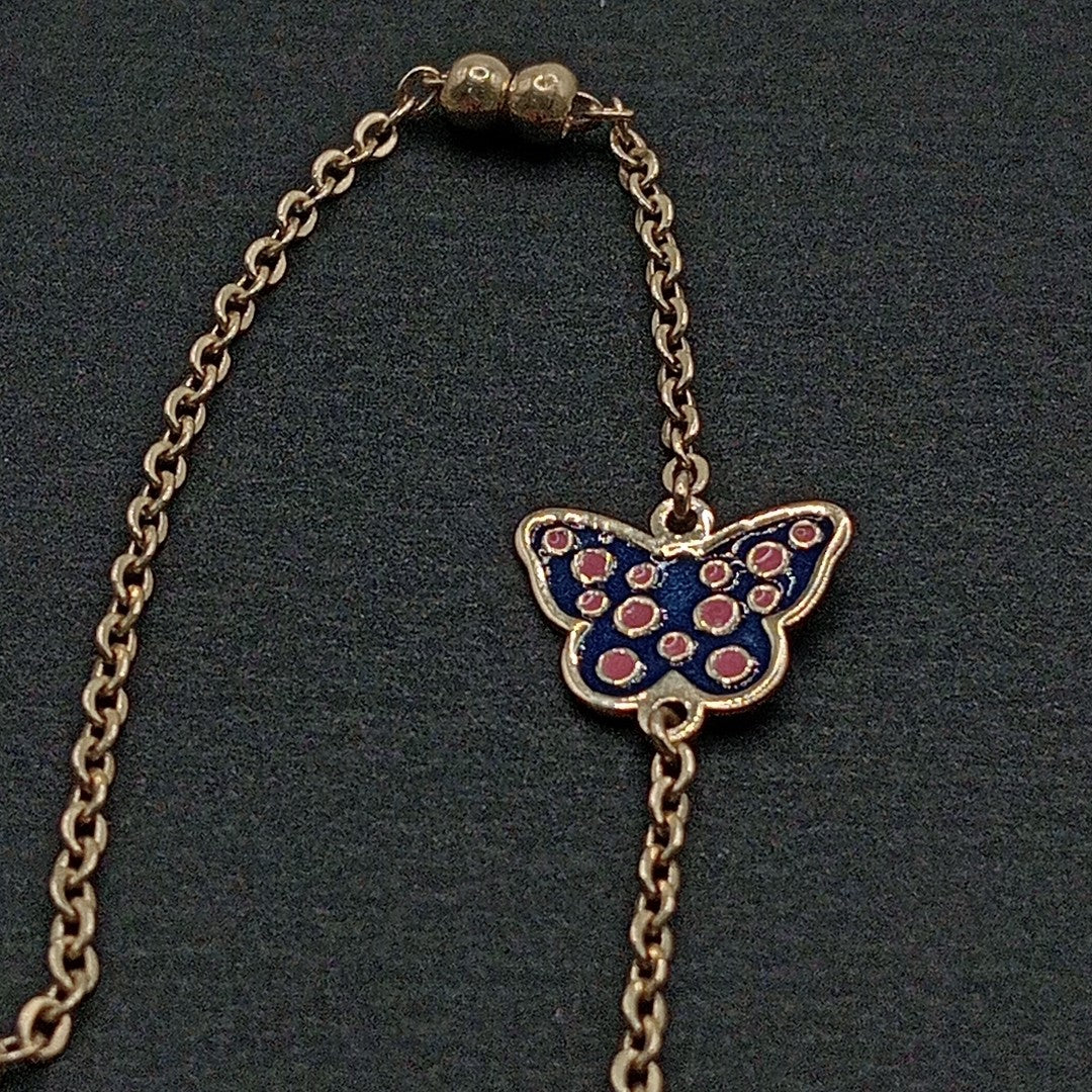PULSERA TEJIDO ESPECIAL MARIPOSA CON ESMALTE 14K 18 CM 1.9 GR (NUEVO)