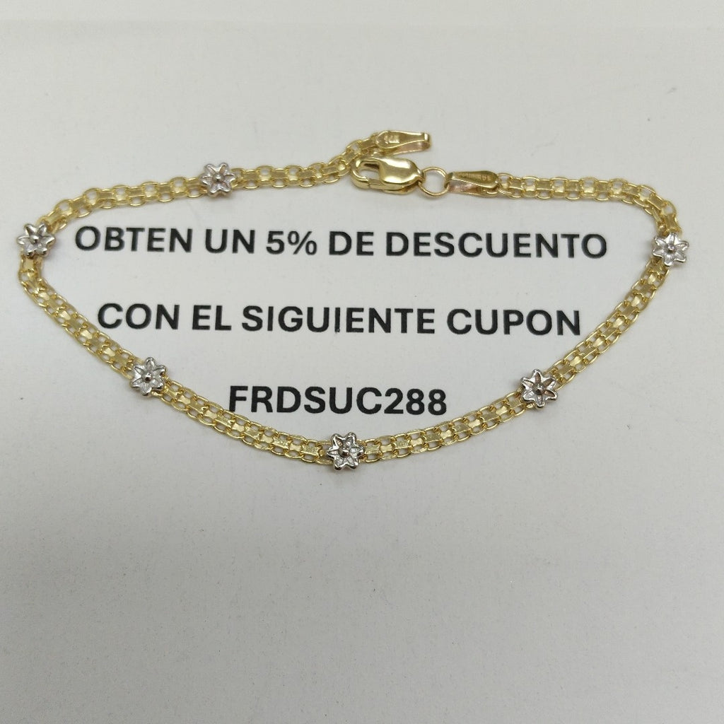 PULSERA ESPECIAL C FLORES 14K 18 CM 2.9 GR (NUEVO)