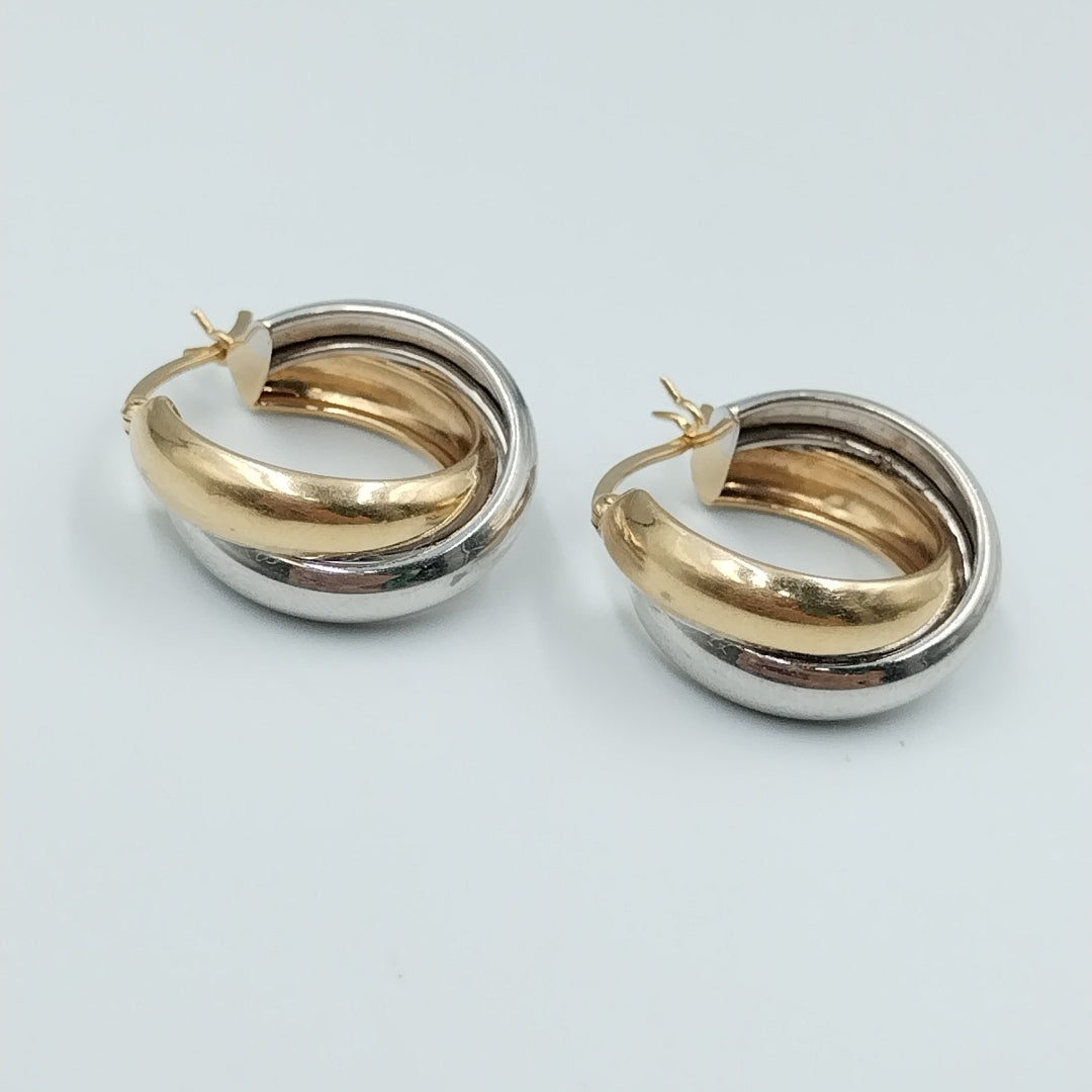 ARRACADAS PAR ORO, ORO COMBINADO 14 K 3.2 GRMS (SEMINUEVO)