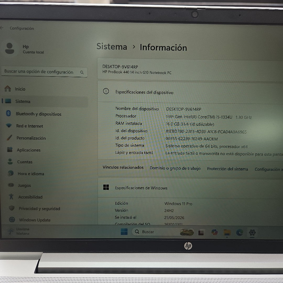 LAPTOP HP PROBOOK 440 G10 (2024) 512 GB SSD 16 GB RAM (SEMINUEVO)