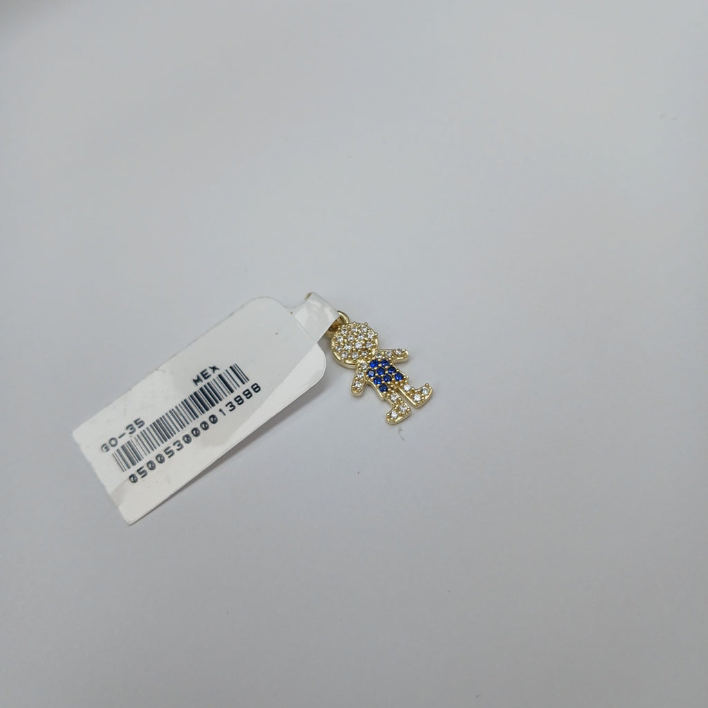 DIJE NIÑO CON CIRCONIAS Y PIEDRAS DE COLOR 10K 0.9 GR (NUEVO)