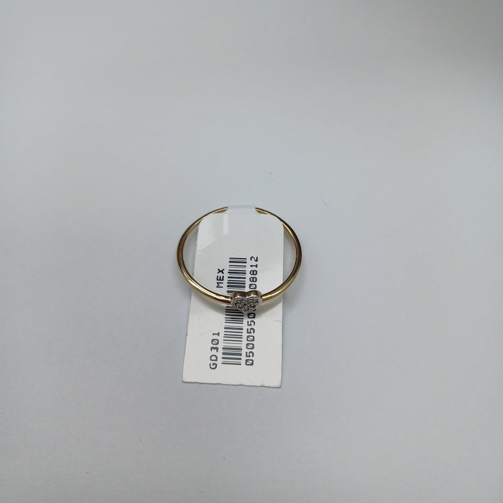 ANILLO ANILLITO CORAZON C CIRCONIA 14K 9 TALLA 0.9 GR (NUEVO)