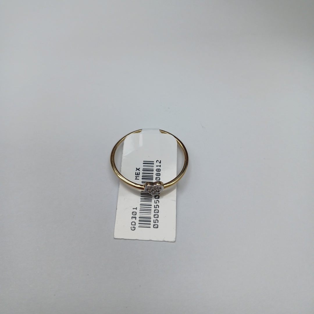 ANILLO ANILLITO CORAZON C CIRCONIA 14K 9 TALLA 0.9 GR (NUEVO)