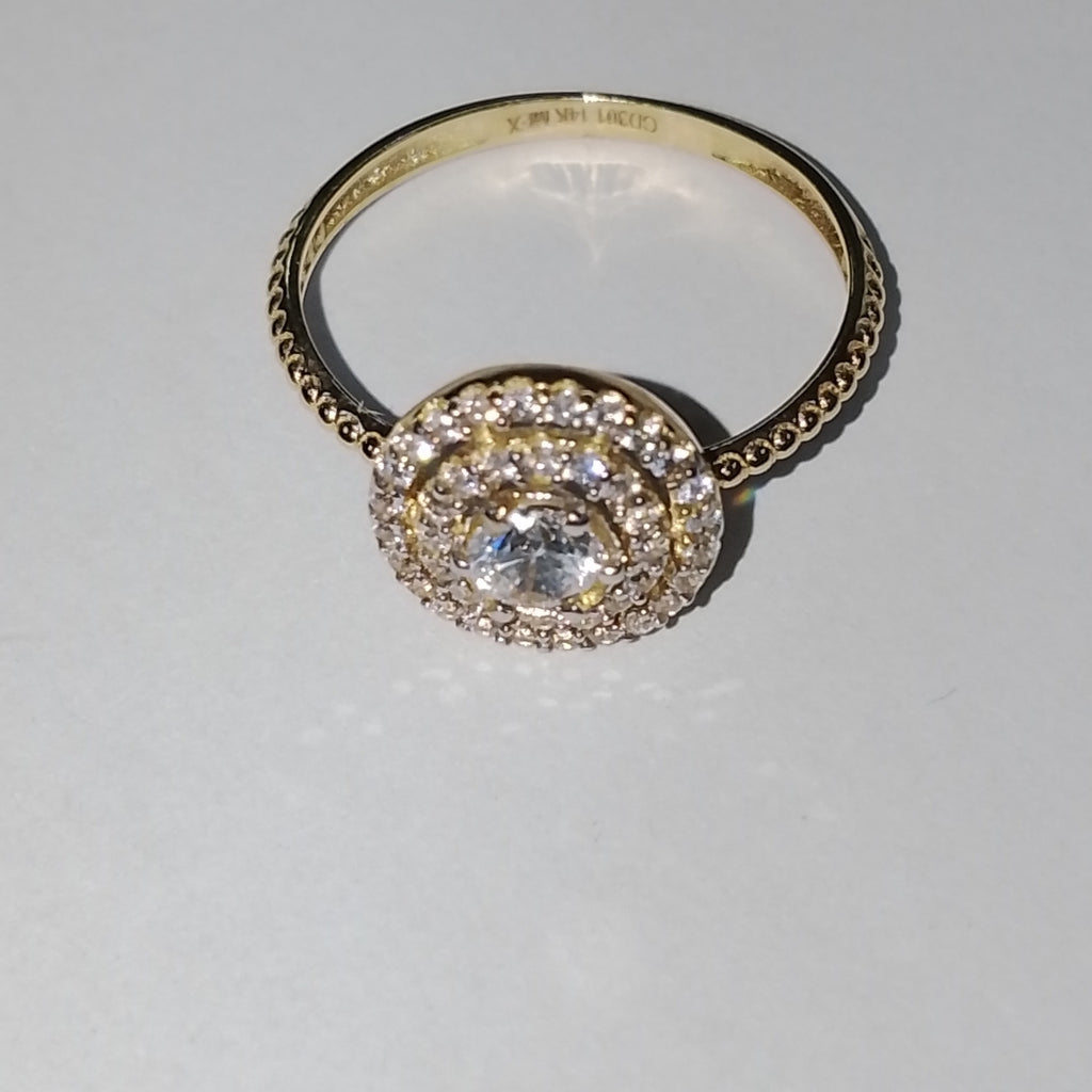 ANILLO ANILLITO C CIRCONIAS 14K 7 TALLA 1.8 GR (NUEVO)