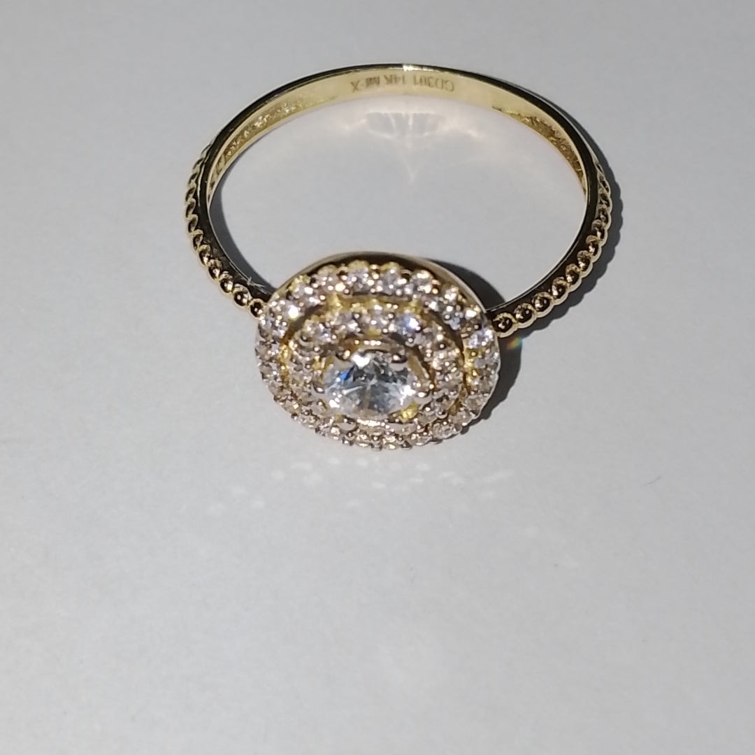 ANILLO ANILLITO C CIRCONIAS 14K 7 TALLA 1.8 GR (NUEVO)