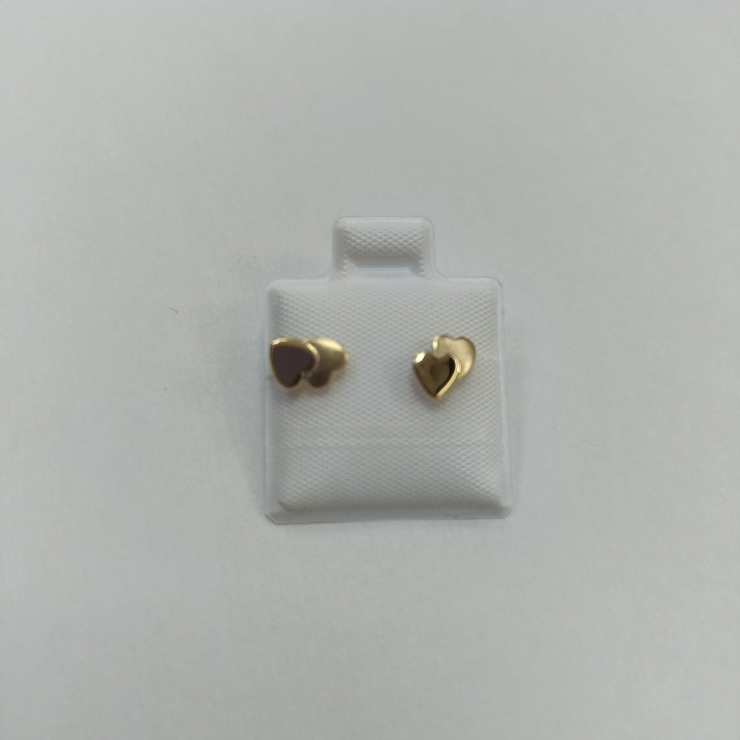 BROQUELES BROQUEL CORAZON DOBLE 14K 0.2171 GR (NUEVO)