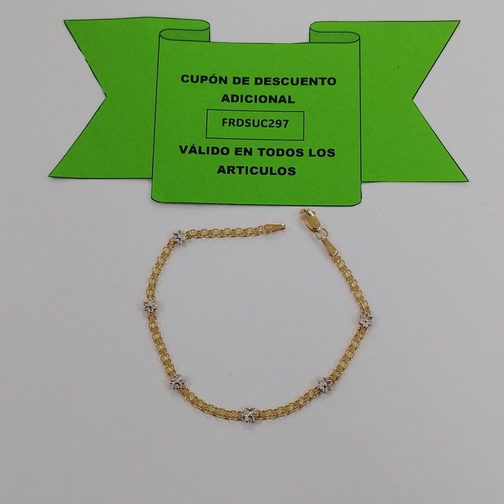 PULSERA ESPECIAL C FLORES 14K 18 CM 2.9 GR (NUEVO)