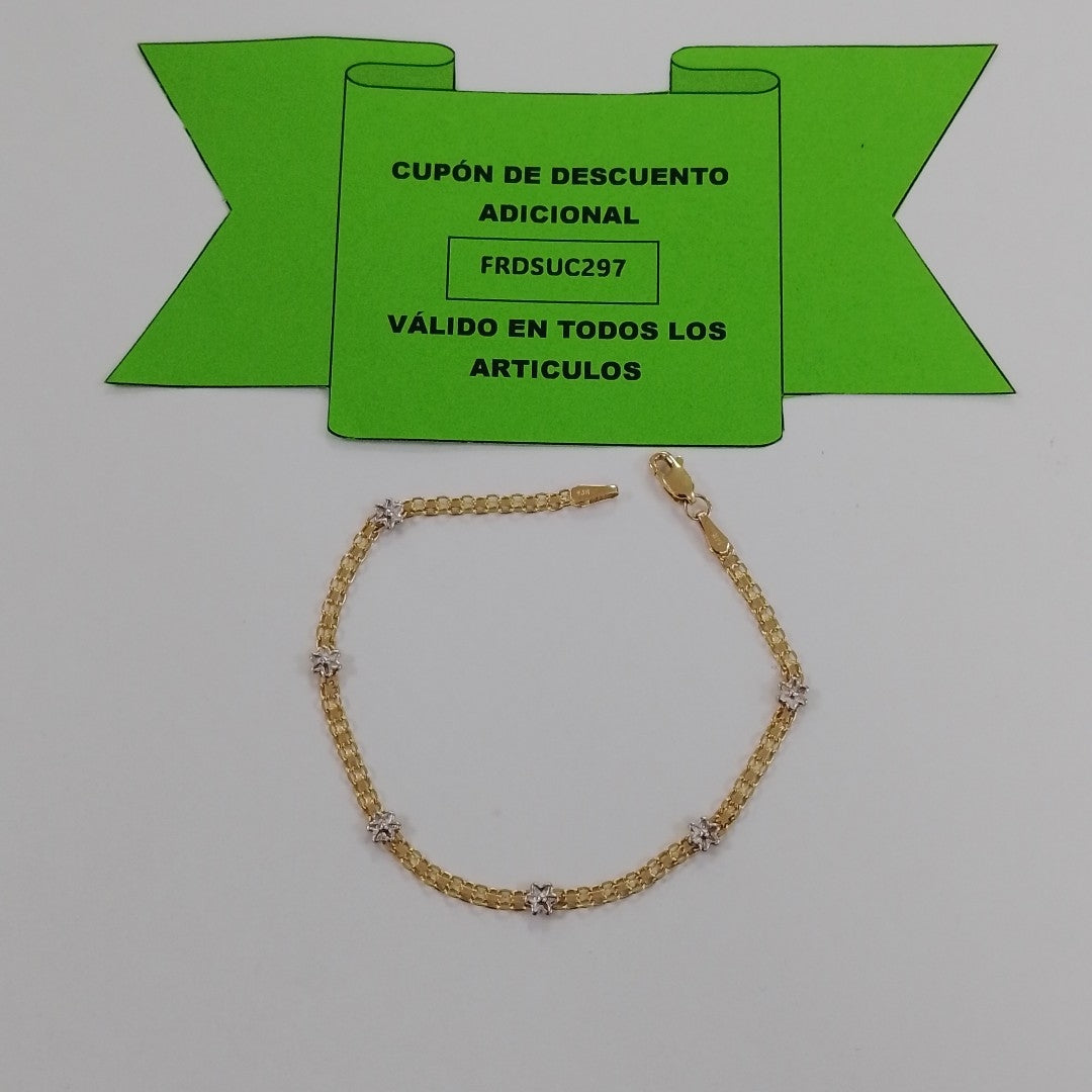 PULSERA ESPECIAL C FLORES 14K 18 CM 2.9 GR (NUEVO)